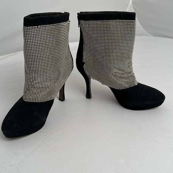 Jeffrey Campbell silver chain mail and black suede platform booties - Picture 5 of 10